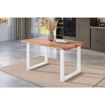 Esstisch Baumkante Massiv Akazie Natur 140 X 80 Weiß Nick