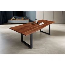 Sam Outillage - Esstisch Baumkante massiv Akazie nussbaum 240 x 100 schwarz milo