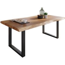 Esstisch Baumkante Massiv Akazie Natur 180 X 90 U-gestell Schwarz Atlas