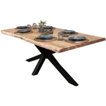 Esstisch Baumkante massiv Akazie Natur 200 x 100 Spider-Gestell schwarz cali