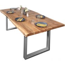 Sam Outillage - Esstisch Baumkante Massiv Akazie Natur 200 X 100 U-gestell Silber Cali