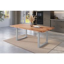 Esstisch Baumkante Massiv Akazie Natur 220 X 100 U-gestell Silber Nick