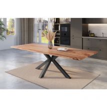 Esstisch Baumkante Massiv Akazie Natur 300 X 100 Cm Spider-gestell Schwarz Kalea