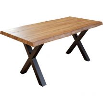 Esstisch Baumkante massiv Akazie natur 260 x 100 schwarz X-Gestell XEREZ