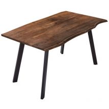 Esstisch Baumkante massiv Akazie nussbaumfarben 140 x 80 cm schwarz laxmi