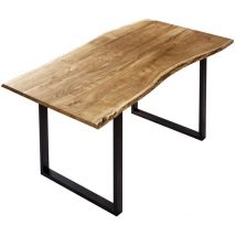 Sam Outillage - Esstisch Baumkante Massiv Akazie Naturfarben 130 X 75 Cm Schwarz U-gestell Billy
