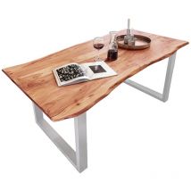 Sam Outillage - Esstisch Baumkante massiv Akazie natur 220 x 100 silber quinn
