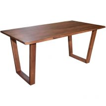 Esstisch Baumkante massiv Akazie nuss 140 x 80 V-Holzgestell nussbaumfarben girona