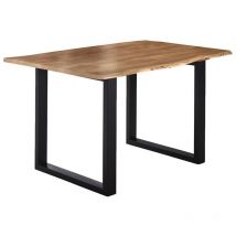 Esstisch Baumkante massiv Akazie natur 160 x 85 schwarz U-Gestell lubin