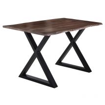 Esstisch Baumkante massiv Akazie nussbaum 180 x 90 schwarz X-Gestell LUBIN