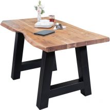 Esstisch Baumkante massiv Akazie Natur 120 x 80 A-Gestell schwarz CALI