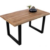 Esstisch Baumkante massiv Mango 140 x 80 U-Gestell schwarz cali