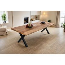 Esstisch Baumkante Massiv Mango 260 X 100 X-gestell Schwarz Cali