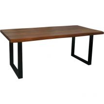 Esstisch Baumkante massiv Mango honigfarben 240 x 100 U-Gestell schwarz CALI