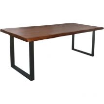 Esstisch Baumkante massiv Mango honigfarben 300 x 100 U-Gestell schwarz CALI