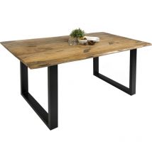 Esstisch Baumkante Massiv Mango naturfarben 180 x 90 schwarz U-Gestell Tiger