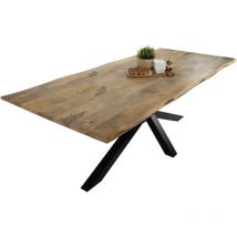 SAM - Esstisch Baumkante Massiv Mango naturfarben 220 x 100 schwarz Spider-Gestell Tiger