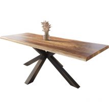 Esstisch Baumkante massiv Mango rough 260 x 100 Spider-Gestell schwarz atlas