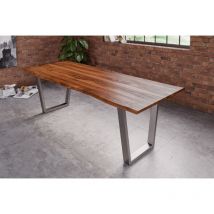 Esstisch Baumkante Massiv Sheesham-Holz naturfarben 160 x 85 silber Hero