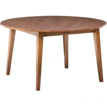 Beliani Esstisch HUNTLEY Dunkle Eiche rund 140 cm 4 Personen MDF-Platte Gummibaumholz Modernes Design