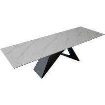 Esstisch Keramik Weiß 180(220) X 90 Ausziehbar Butterfly-gestell Schwarz Mia