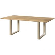 Esstisch Mango 240x100x76 Natur Lackiert / Epoxid Schwarz, U-beine Silber Matt Epoxy