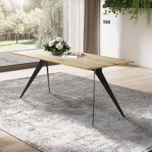 Esstisch 160x90cm mit abgerundeter Kante, Wildeiche massiv geölt, Metallfußgestell, TISDALE-69