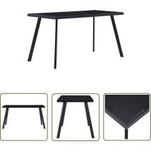 The Living Store Esstisch Schwarz 140 x 70 x 75 cm Hartglas - Esstisch - Schwarzer Esstisch - Glastisch - Stahlttisch - Moderner Esstisch