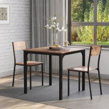 Esstisch-set Mit 2 Stühlen – Industrie-stil – Quadratisch – 2 Personen – 70 X 70 X 75 Cm – Vintage Braun + Schwarz