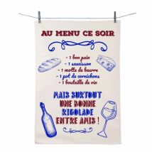 Essuie main - Au menu ce soir - en coton décoré