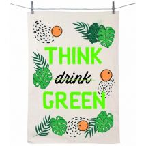 Enesco - Essuie main Think Green en coton décoré
