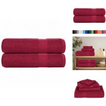 Essuie-mains 2 pcs bordeaux 50x100 cm 360 g/m² 100% coton - Serviette à Main - Serviettes à Main - Essuie-mains - Serviette