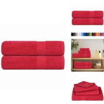 Essuie-mains 2 pcs rouge 50x100 cm 360 g/m² 100% coton - Serviette à Main - Serviettes à Main - Essuie-mains - Serviette