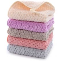 Essuie-mains-ensemble de 5 serviettes de cuisine-serviette suspendue en molleton de corail-boucle de bande à séchage rapide super absorbante