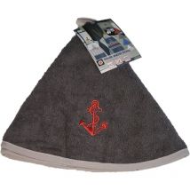 Essuie mains torchon rond 60 cm brode ancre anthracite