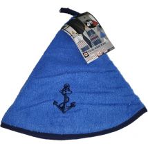 Essuie mains torchon rond 60 cm brode ancre bleu