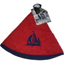 Essuie mains torchon rond 60 cm brode bateau rouge