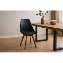 SAM - Esszimmer Schalenstuhl & Polster Kunstleder schwarz Stuhlbein Massivholz nussbaumfarben lovelace