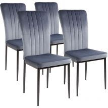 Albatros - Esszimmerstühle mit Samt-Bezug 4er Set modena, Grau - Stilvolles Vintage Design, Eleganter Polsterstuhl am Esstisch - Küchenstuhl oder