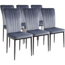 Albatros - Esszimmerstühle mit Samt-Bezug 6er Set modena, Grau - Stilvolles Vintage Design, Eleganter Polsterstuhl am Esstisch - Küchenstuhl oder
