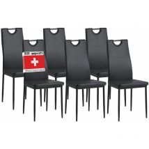 Esszimmerstühle salerno 6er Set, Schwarz- Edles Italienisches Design, Polsterstuhl mit Kunstleder-Bezug, Modern, Stilvoll am Esstisch-Küchenstuhl.