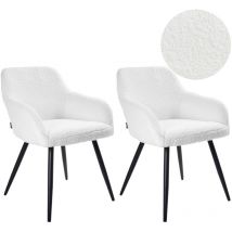 Beliani - Esszimmerstuhl 2er Set Cremeweiß Bouclé mit Schwarzen Metallbeinen Retro-Design Polsterstuhl Wohnzimmer Essbereich Flur Diele Ausstattung