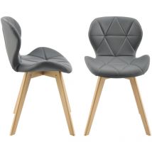 [en.casa] - Esszimmerstuhl Älmhult 2-er Set 81x57 cm Kunstleder Grau en.casa