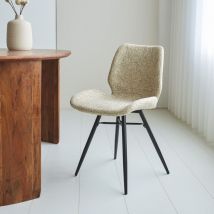 Beau Esszimmerstuhl, Cremefarbener Chenille-stoff – Ohne