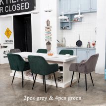 Esszimmerstuhl Futurefurniture 4 St. Samtstuhl-Grün & 2 St. Samtstuhl-Grau - Mix Esszimmerstuhl-Set