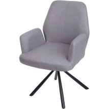 HHG - Esszimmerstuhl 938, Küchenstuhl Lehnstuhl Stuhl, drehbar Auto-Position Stoff/Textil Stahl hellgrau
