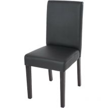 Esszimmerstuhl Littau, Küchenstuhl Stuhl, Kunstleder schwarz matt, dunkle Beine