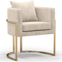 Esszimmerstuhl - Mit Armlehnen - Mit Samtstoff bezogen - Giorgia Weiß