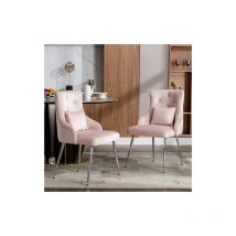 Redom - 4er-Set Esszimmerstühle mit Knopfmuster, gepolsterter Sessel, Stühle mit Metallbeinen, moderner Loungesessel, Schlafzimmer-Wohnzimmerstuhl