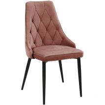 Esszimmerstuhl mit Samt Akord SJ.054 Gepolsterter Gesteppter Stuhl aus Velours in Rosa